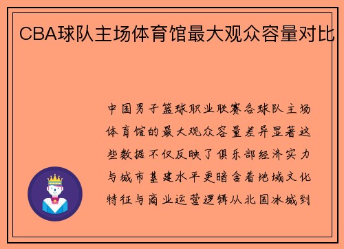 CBA球队主场体育馆最大观众容量对比