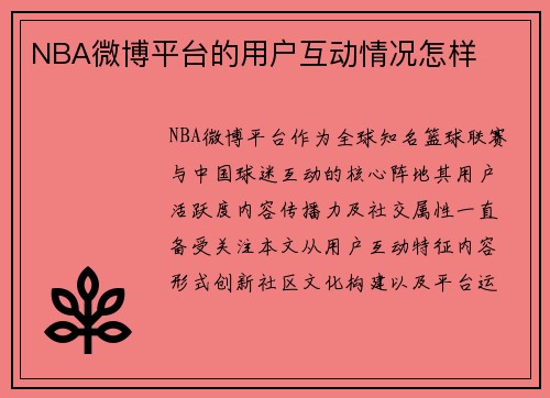 NBA微博平台的用户互动情况怎样
